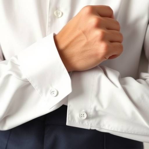 A crisp white custom-made dress shirt with a classic collar and French cuffs, paired with a bespoke suit.