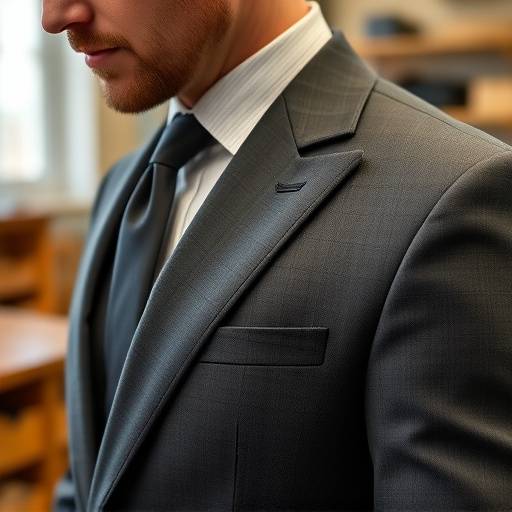 A skilled tailor meticulously hand-stitching a lapel on a suit jacket.